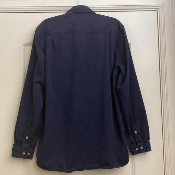 Carhartt Long sleeve Fire resistant Shirt Men’s SZ MT Navy Workwear heavy duty - Picture 2 of 9